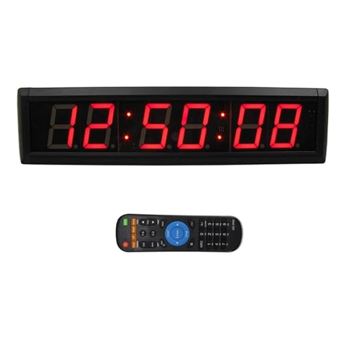 Large Digital Wall Clock with Remote Control, LED Stopwatch Timer, Countdown,Count Up, 12/24 Hour Switchable Time Clock for Home Gym Living Room Office Garage Decor (Red,16.3" x 3.9") - color: Red Without Interval Timer, size: 16.3" x 3.9"