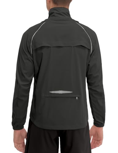 Little Donkey Andy Mens Packable Cycling Jacket Removable Sleeves & Hood - color: Black, size: Medium