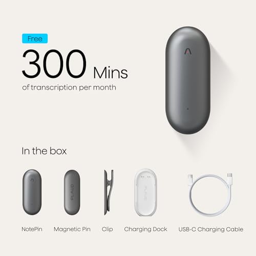 Plaud NotePin Wearable AI Voice Recorder, Cosmic Gray, Non-S Version - color: Gray