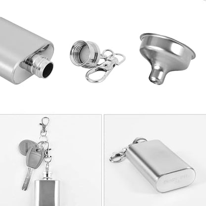 2PCS Stainless Steel Hip Flask,2oz Hidden Flasks for Liquor for Men, Multifunctton Pocket Mini Small Pocket Flask,Mini Pocket Wine Bottle with Keychain 2oz Pocket Whiskey Bottle
