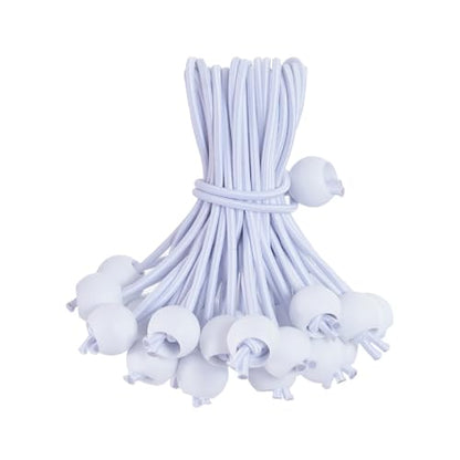 Ball Bungee Cord,Heavy Duty,30 Pcs White Tarp Ball Bungee Ties for Outdoor Camping Tarp (6 Inch)