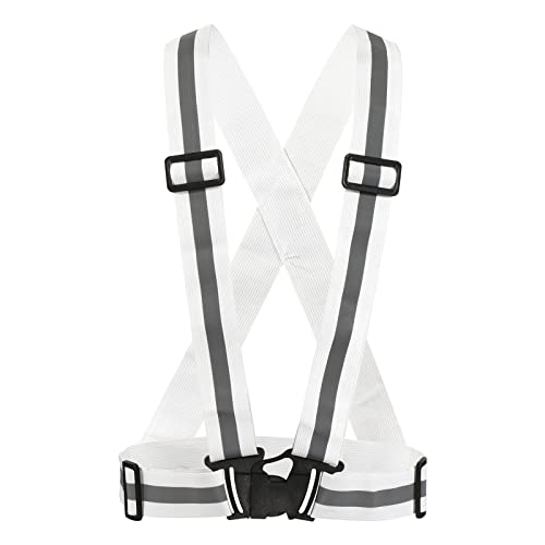 MECCANIXITY Reflective Vest Adjustable 360 Degree High Visibility Safety Vest for Cycling Running Walking - color: White