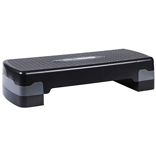 HolaHatha Compact Portable Aerobic Step Platform Exercise Fitness Equipment, Cardio Stepper with Adjustable Height for Home Gym - color: Black/Grey