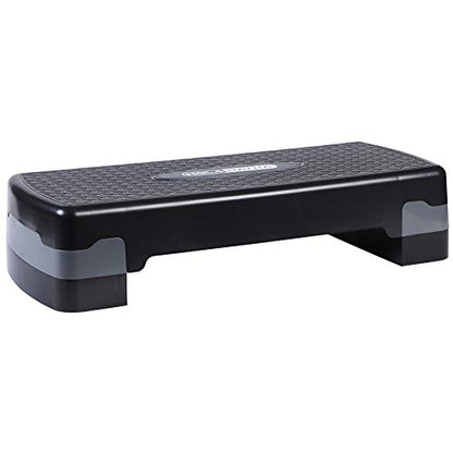 HolaHatha Compact Portable Aerobic Step Platform Exercise Fitness Equipment, Cardio Stepper with Adjustable Height for Home Gym - color: Black/Grey