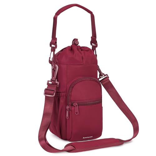 sportsnew 40oz Crossbody Water Bottle Bag for Gym Hiking - color: Red