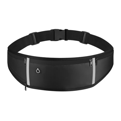 UltraSlim Fanny Packs for Women Men Slim Running Belt Waist Pack Runners Bag Waterproof Money Belt (1186, All Black) - color: All Black, style: 1186