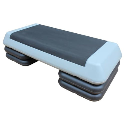 Adjustable Workout Aerobic Stepper in Fitness & Exercise Step Platform Trainer Gray Black with 4 Riser