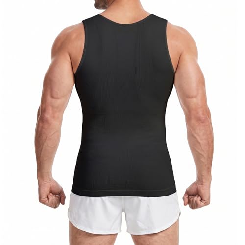 Sleeveless Compression Shirt Men Slimming Body Shaper Vest Mens Compression Tank Top Undershirt Shapewear Tummy Control - color: Black+black, size: XX-Large