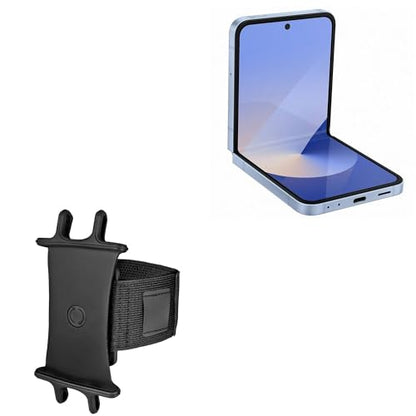 BoxWave Holster Compatible with Samsung Galaxy Z Flip 6 - ActiveStretch Sport Armband, Adjustable Armband for Workout and Running - Jet Black