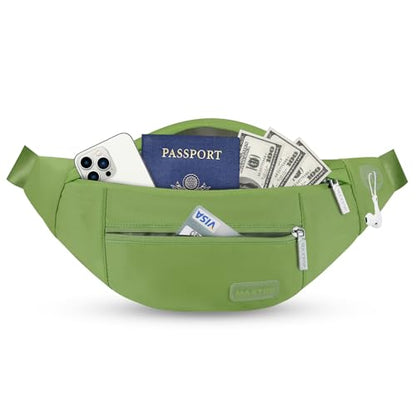 Large Crossbody Fanny Pack Belt Bag with 4-Zipper Pockets,Khaki Green - color: Khaki Green