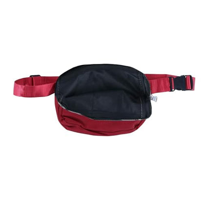 CTM Nylon Rectangle Belt Bag, Burgundy - color: Burgundy
