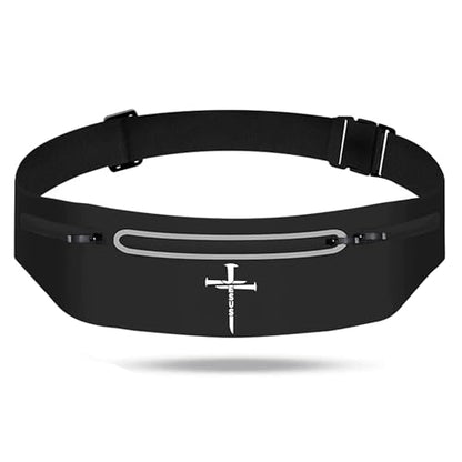 Jesus 3 Nail Crosses Slim Running Belts for Women Black Waist Pack Bag - color: Jesus 3 Nail