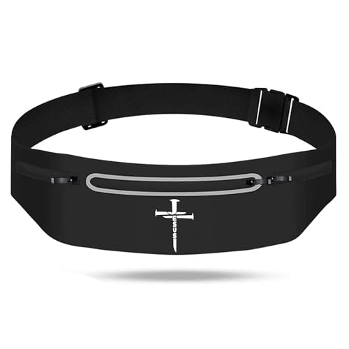Jesus 3 Nail Crosses Slim Running Belts for Women Black Waist Pack Bag - color: Jesus 3 Nail