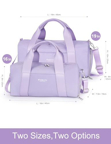 19" Purple Personal Gym Bag for Women,with Shoe Compartment & Wet Pocket - color: Purple, size: 19" Medium Size