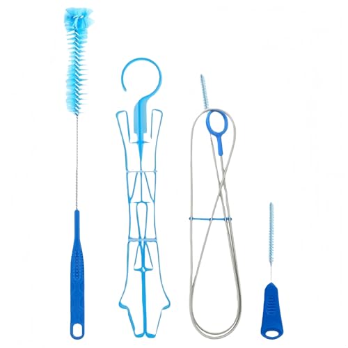 4PCS Outdoor Backpack Reservoir Cleaning and Drying Kit Flexible Brushes for Hose and Bite Valve Collapsible Drying Frame Carrying Pouch for Hydration Bladder Maintenance