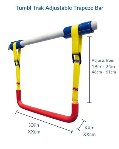 Tumbl Trak Adjustable Trapeze Bar - Indoor Trapeze Swing Bar for Kids - Gymnastics Swing Bar, Ninja Trapeze Accessories - Swing Set Trapeze