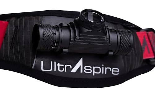UltrAspire Lumen Collection Waist Light Belt | Lightweight & Water Resistant - 400Z 3.0, Black/Red