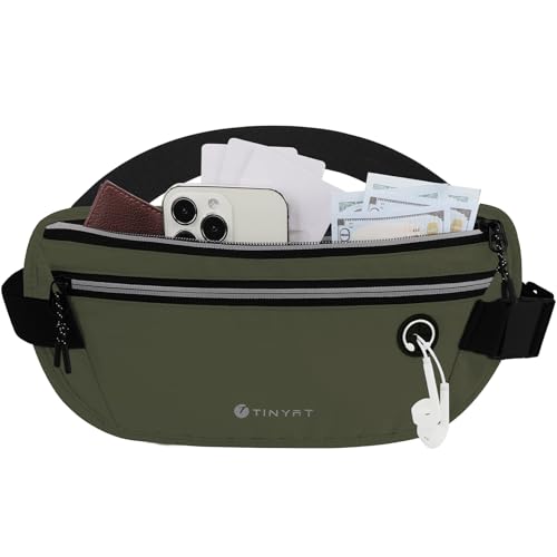 Slim Running Belt for Women Men Runners Fanny Packs With Phone Holder Hidden Pockets Exercise Waist Bag for Marathon Workout - color: DeepGreen/T2085
