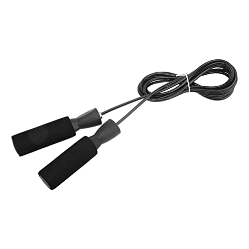 Generic Steel Wire Jumping Rope, Adjustable Skipping Rope with Double Bearings and Memory Foam Handle, for Men Women and Children - color: Black