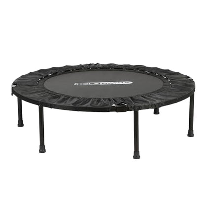 HolaHatha Foldable Mini Trampoline Fitness Rebounder for Home Gym Workouts – with 5-Level Adjustable Handle, Heavy-Duty Steel Frame, Portable Design, and Supports up to 440 Pounds