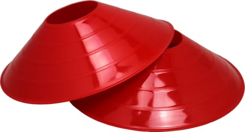 BlueDot Trading Pro Disc Cones High Visibility for Sports, Agility Training, Soccer, Football, Basketball, and Other Sports Durable Cone Markers for Adults or Kids (50-Pack), Red
