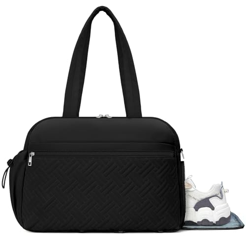 SYTRAH Gym Bag for Women, Lightweight Sport Workout Purse for Travel Black - color: Black(Shoes compartment)