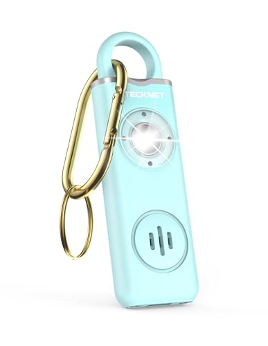 TECKNET Rechargeable Personal Safety Alarm for Women, 130dB Self Defense Keychain Alarm with SOS Strobe Light, Low Battery Notice, Personal Alarm Loud Siren Safety Keychain for Girls Kids Elderly - color: 1 Blue