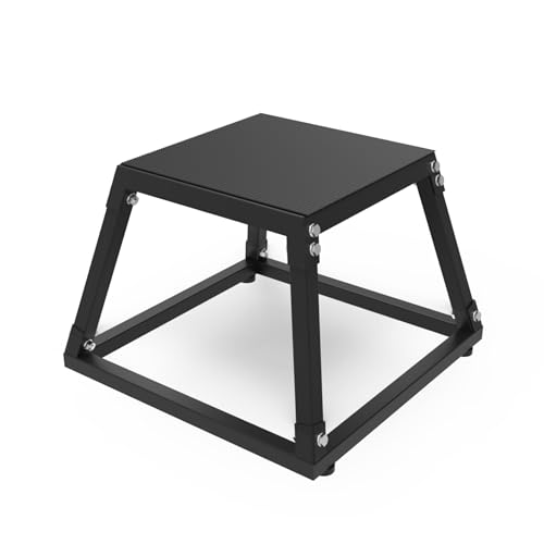 Garvee Steel Plyo Box for Exercise, Plyometric Jumping Box Metal Exercise Step Up Box with Anti-Slip Surface for Home Gym Training,Single and Set - color: Black, size: 12 Inch