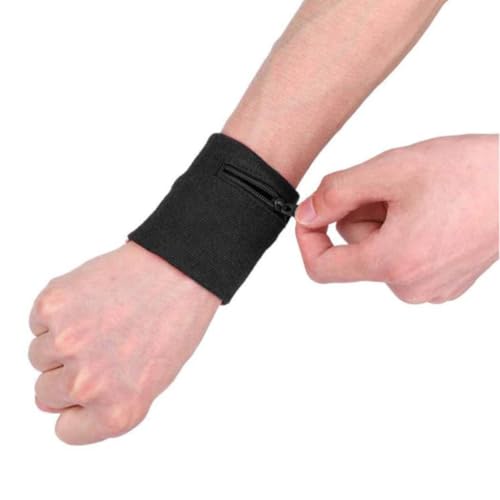 2pcs Zipper Wrist Pouch, Unisex Wristband Running Sweatbands Keys Storage for Women Men Gym Running Basketball - color: White