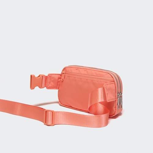 Pander Nylon Fanny Pack Belt Bag for Women with 5 Zipper Pockets - color: Dark Salmon