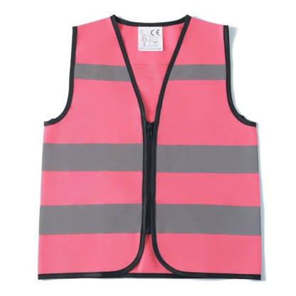 Pink Safety Vest For Kids, Hi Vis Toddler Construction Vest, S Zipper - color: Pink, size: Small