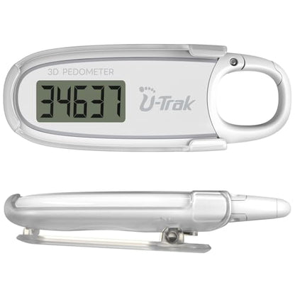 3D Pedometer for Walking with Removable Clip and Carabiner Simple Step Counter for Walking Accurate Clip On Step Tracker for Men Women Kids - color: White