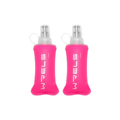 WRELS TPU Soft Flask Lightweight Portable Reusable Water Bottle,BPA Free Collapsible Flask for Hydration Pack in Running Hiking Cycling and Marathon - color: 150ml/5.07oz-2 Pack-Pink