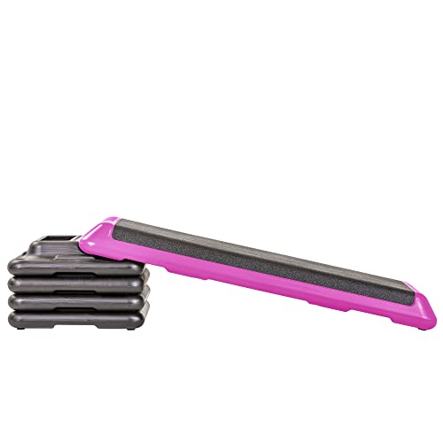 The Step Freestyle Grey Aerobic Platform, Health Club Size Steppers for Exercise - color: Pink, style: 4 Risers