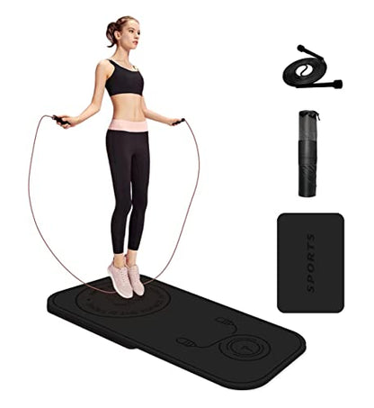 Jump Rope Mat Shockproof Exercise Skipping Mat All-Purpose Extra Thick High Density Anti-Tear Exercise Yoga Mat, Non Slip for Indoor and Outdoor - color: Black