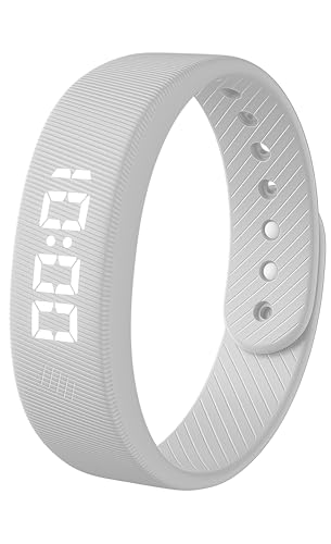 Gosasa Lightweight LED Digital Sport Watch Splash Resistant Pedometer with Vibrating Alarm USB Rechargeable Silicone Wristband for Men & Women (White) - color: White
