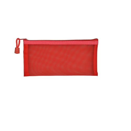 Mesh Zipper Pouch, Red, 3.93 x 7.87 inch, 1 Piece - color: Red, size: 3.93 x 7.87 inch