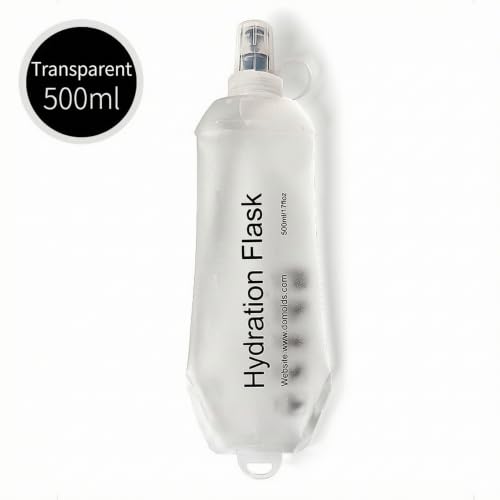 Collapsible TPU Soft Water Flask, BPA Free Lightweight Reusable Portable Water Bottle, Foldable Hydration Flask for Running Hiking Cycling Marathon Outdoor Activities (transparent) - color: transparent