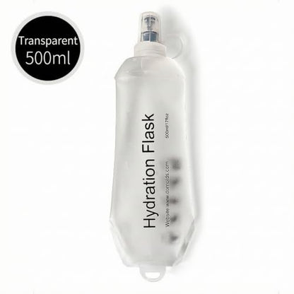 Collapsible TPU Soft Water Flask, BPA Free Lightweight Reusable Portable Water Bottle, Foldable Hydration Flask for Running Hiking Cycling Marathon Outdoor Activities (transparent) - color: transparent
