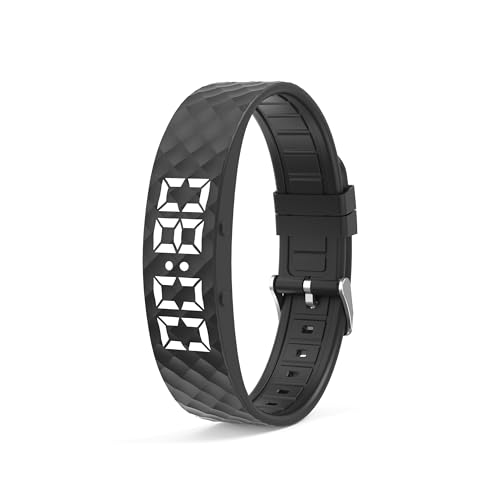 Non-luetooth Led Fitness Tracker Watch No App No Phone Required Fitness Watch Pedometer Watch with Steps Calories Sleep Tracker Alarm Clock for Man Women - color: Black