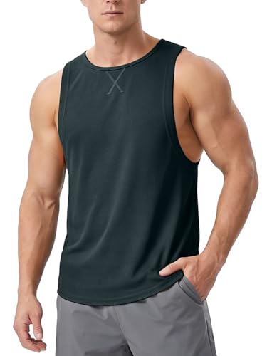 Men's Sleeveless Workout Tank Top Quick Dry Gym Muscle Bodybuilding Vest Breathable Lightweight Summer Athletic Tops - color: Grey, size: Medium