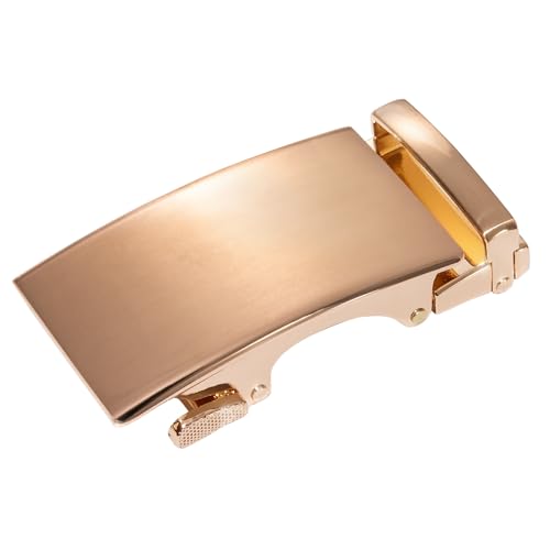 Dubulle Mens Ratchet Belt Gold Click Buckle Adjustable Leather Belts - color: Gold Square Buckle, size: Adjustable from 36" to 45" Waist