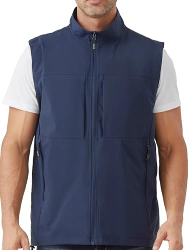 Men's Lightweight Outerwear Vest Softshell Sleeveless Jacket - color: Blue, size: Medium