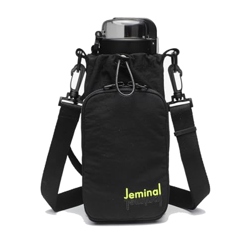 JEMINAL Water Bottle Sling Crossbody Bag with Strap, Small Cross Body Sling with Pockets for 20-40 oz Water Bottle, Keys, Cash, Phone - color: Black