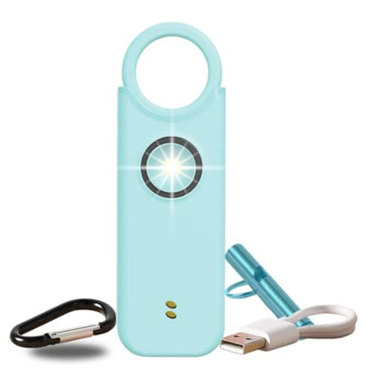 VOLTEK Personal Safety Alarm + Whistle Set for Women - Extra Loud 135 dB, LED Strobe Light, USB-C Rechargeable, Intrusion Mode (Doors, Windows) - Compact & Lightweight - Carabiner Incl. (Azure Blue) - color: Azure