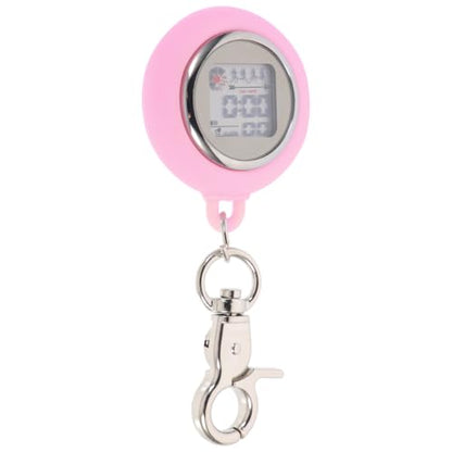 Didiseaon Electronic Nurse Table Digital Pocket Watch with Stopwatch Timer Night Light Calendar Alarm Clip Chest Watch Alloy Pink 3.74 Inch for Home Use