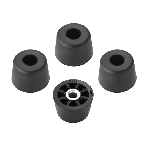 4 Medium Extra Tall Round Black Rubber Feet w/Metal Insert – .625" H x .932" W - Heavy Duty/Non-Marking - Perfect for Furniture, Tables, Chairs, Desks, Benches, Sofas, Beds, Chests - Made in USA