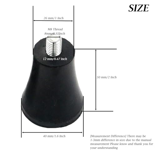 4Pcs 2-inch Height Rubber Furniture Legs Feet Pads Anti-Slip Risers Replacement for Furniture Chair Table Sofa (M8x12mm Bolt), Not Include Four-Claw Nuts - size: 2in-Height /M8 Bolt