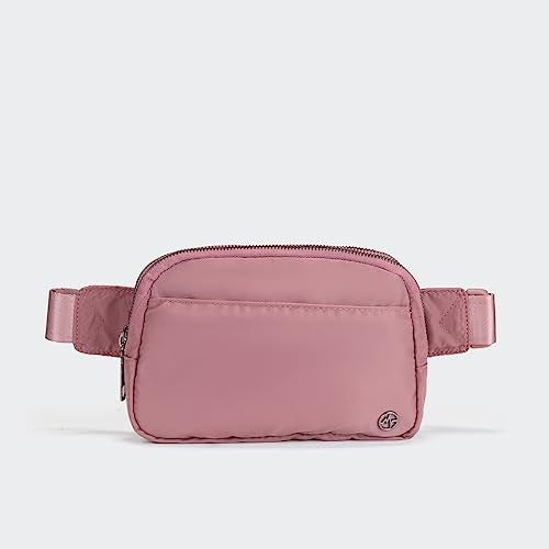 Pander Nylon Fanny Pack Belt Bag for Women with 5 Zipper Pockets - color: Dune Pink