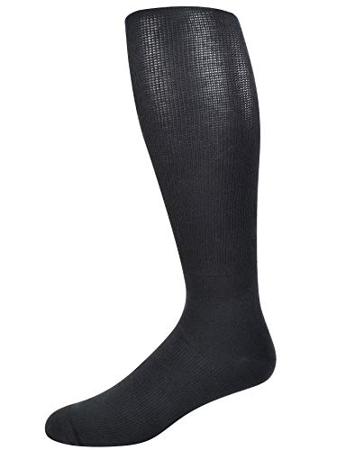 Yomandamor 4 Pairs Mens Over the Calf Compression/Diabetic Dress Socks with Seamless Toe Size 10-13/13-15 - color: Black, size: 10-13
